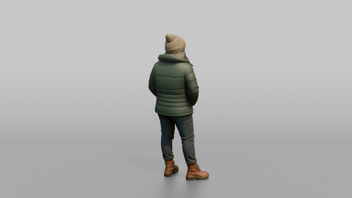 British Woman Laughing in a Puffer Jacket