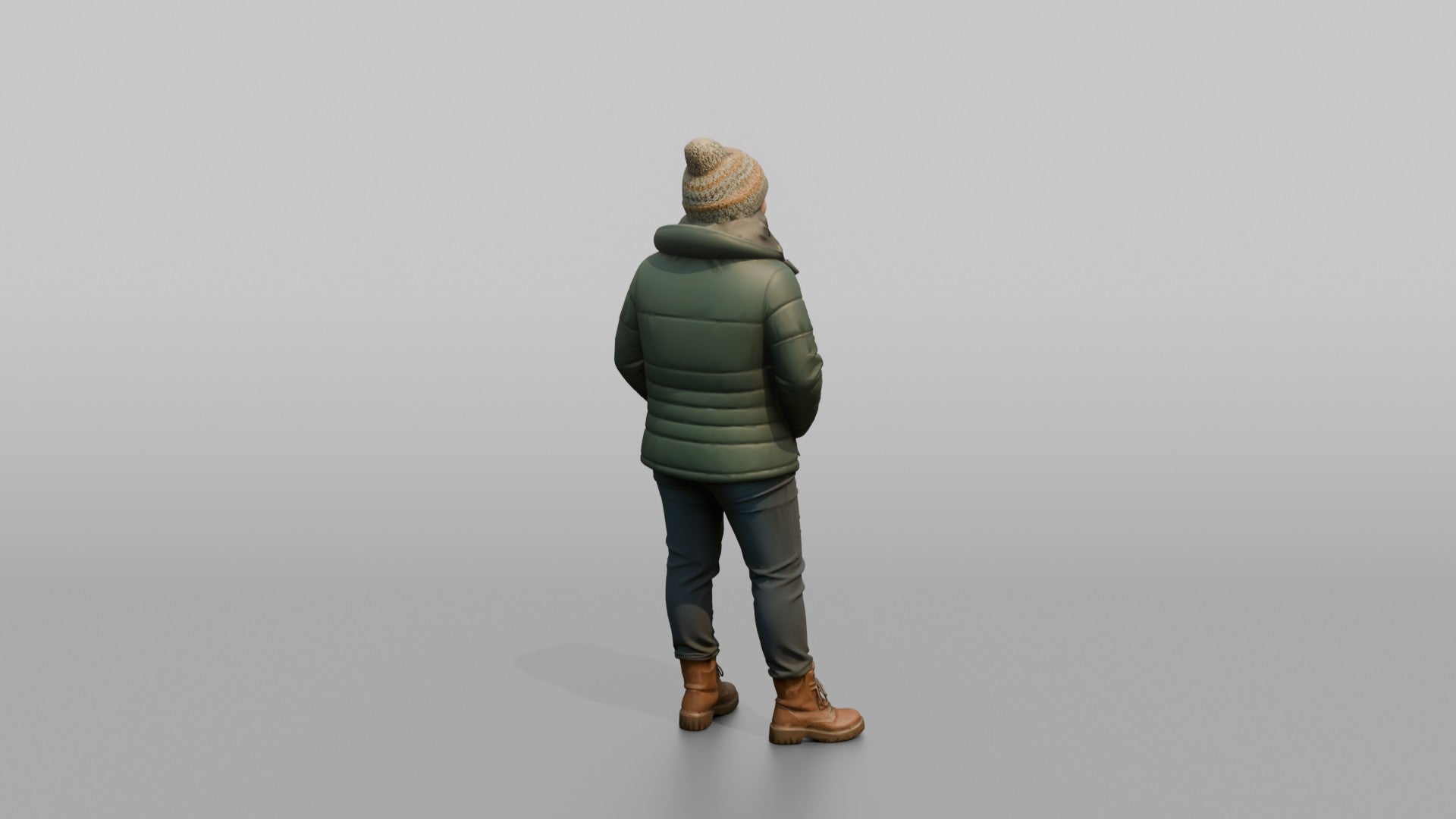 British Woman Laughing in a Puffer Jacket