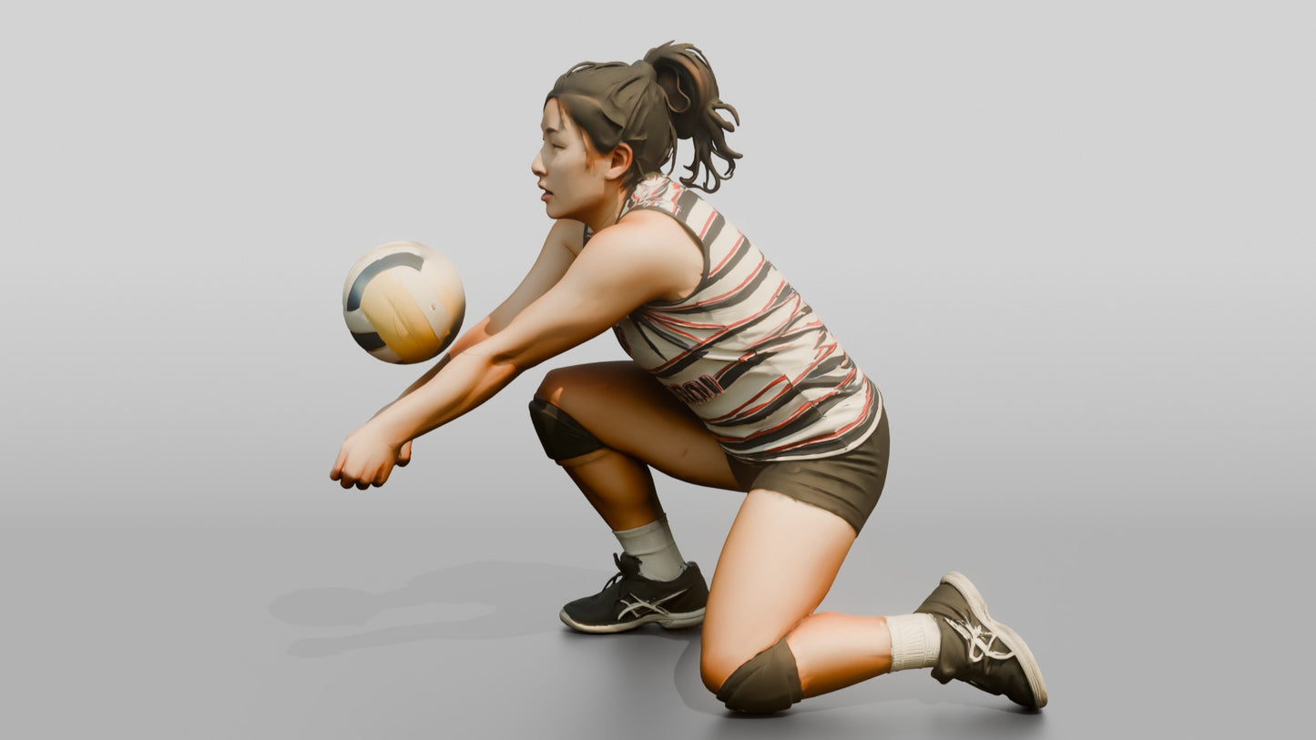 Caucasian Female Volleyball Player in Neon Yellow Jersey