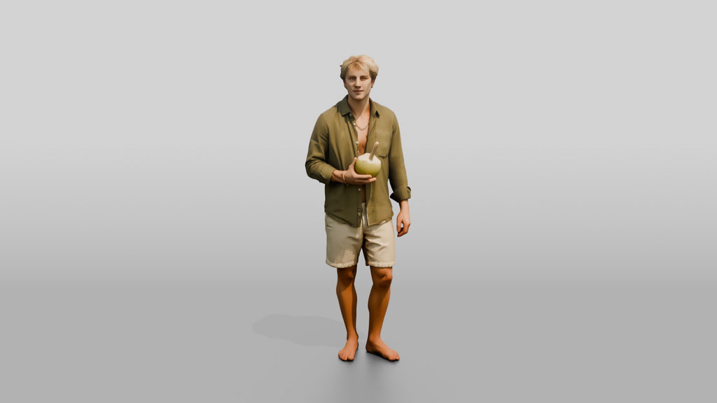 Man with a Drink in Beach Linen