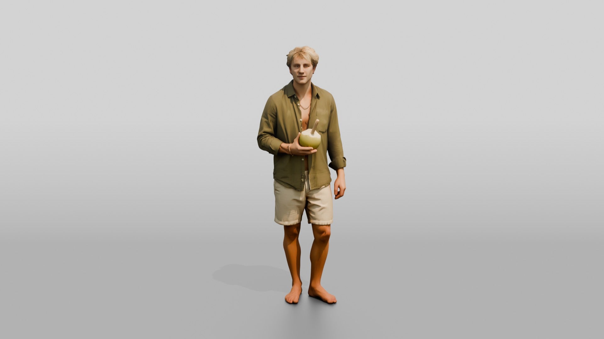 Man with a Drink in Beach Linen