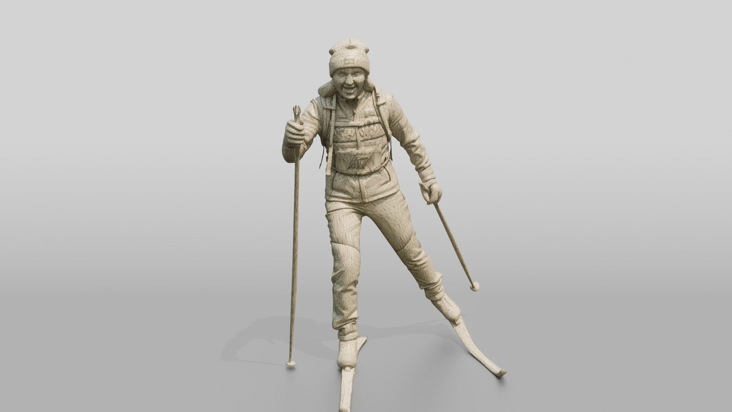 Elderly Norwegian Woman Cross-Country Skiing