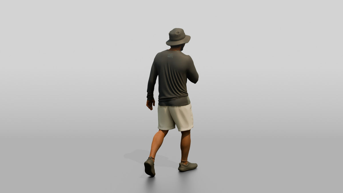 Man Wiping Salt Water From Collarbone - 3D character model, view 3