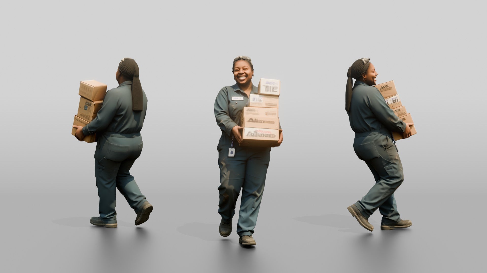 Mechanic Carrying Oil Filter Boxes