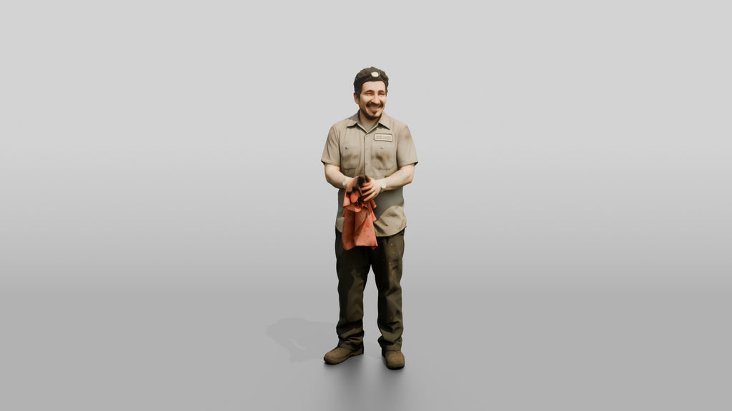 Mechanic Wiping Hands with a Shop Rag
