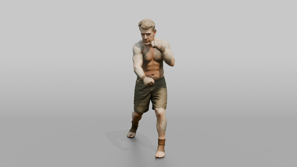 Bare-Knuckle Fighter Winding Up a Right Cross