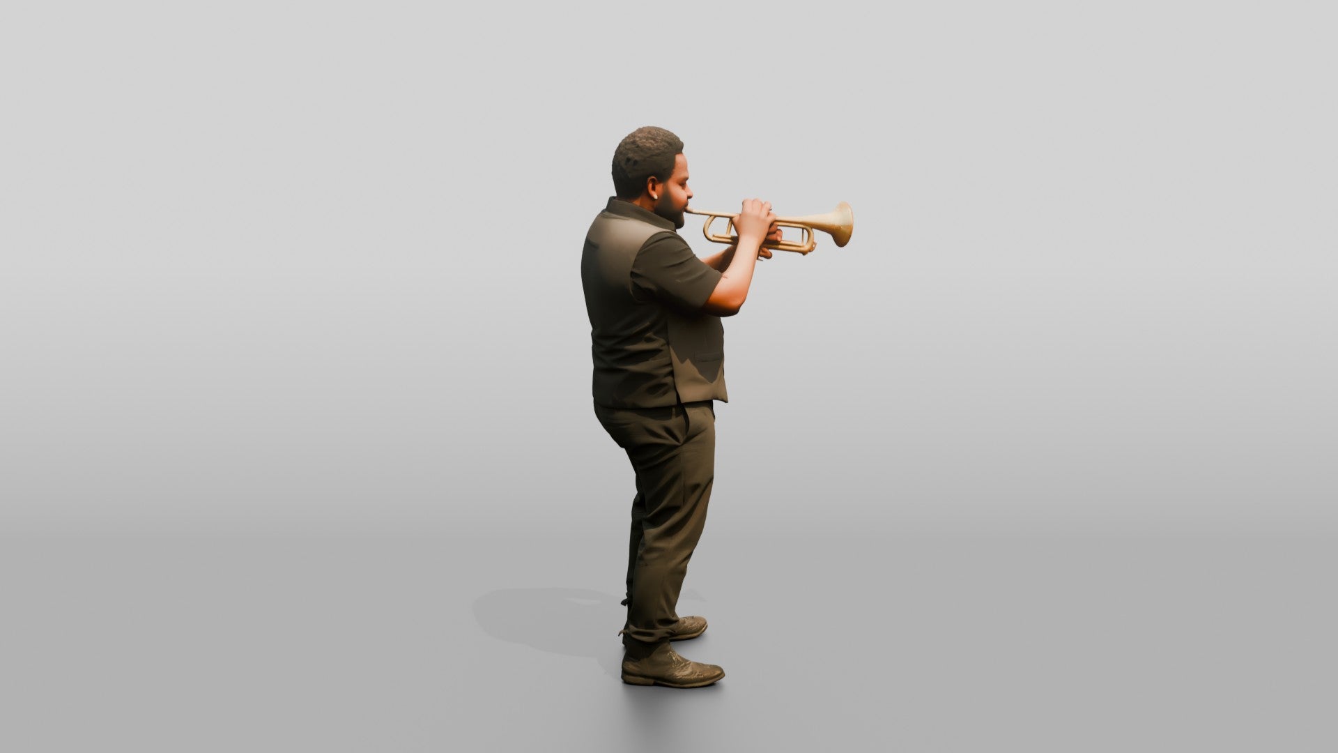 Jazz Trumpeter Playing Gold Trumpet