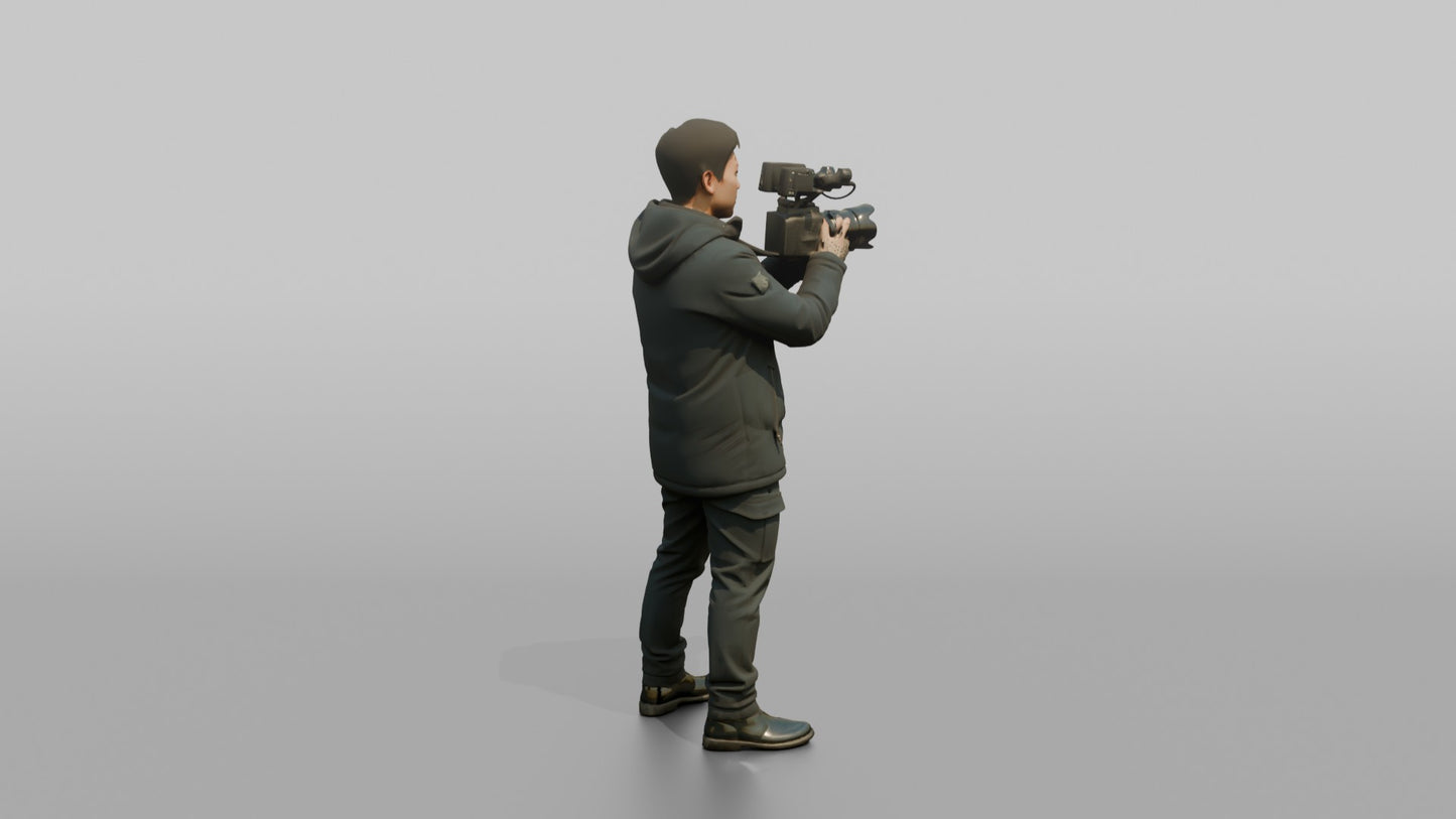 Protester Man Filming with a Video Camera