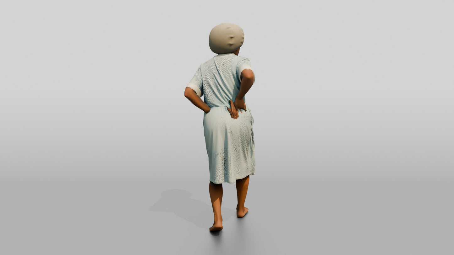 Elderly Woman Patient Walking with Back Pain