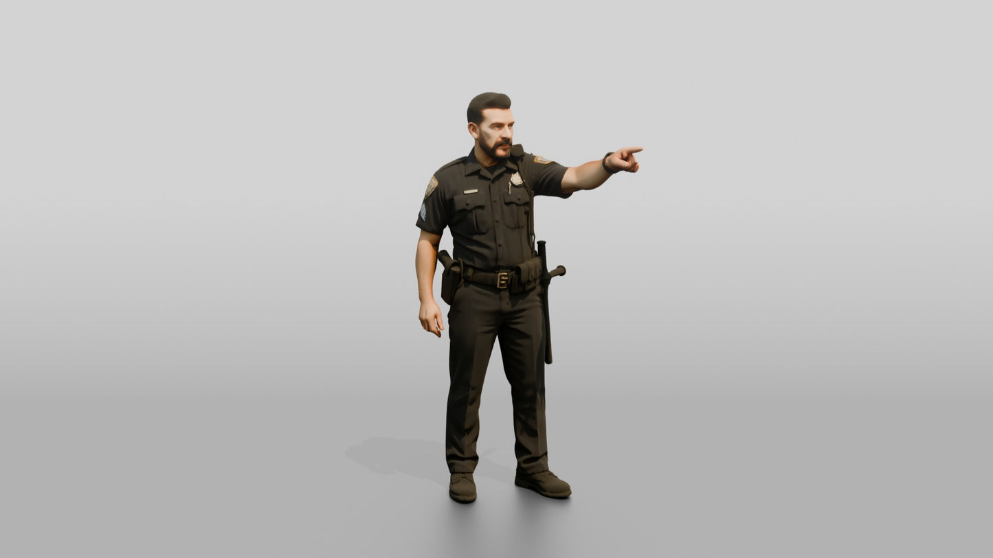 Police Officer Pointing Toward the Distance
