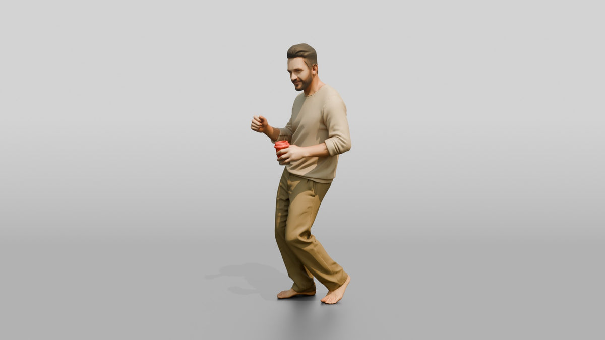 Man Dancing with a Drink - 3D character model, view 4