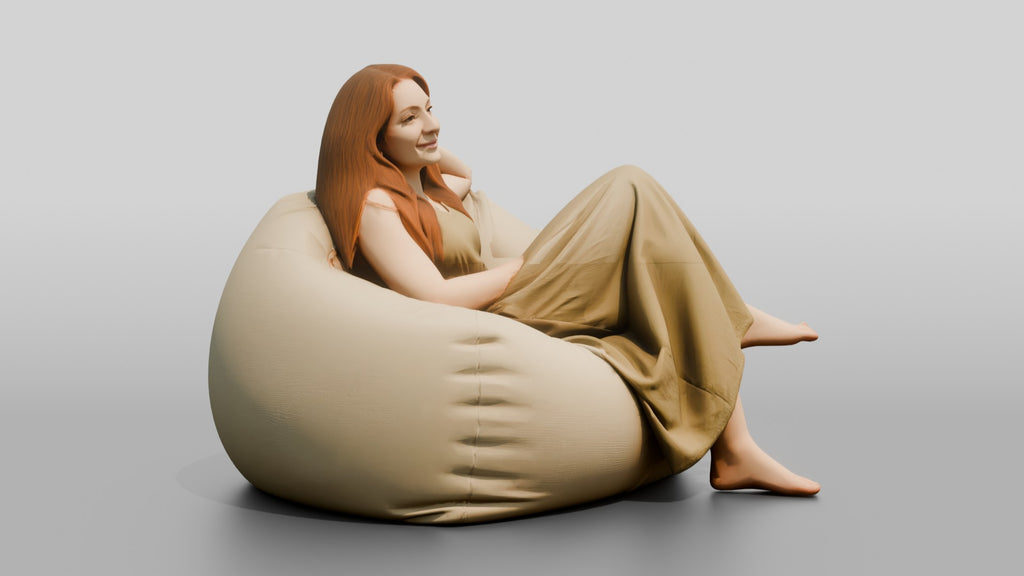 Woman Lounging on a Bean Bag