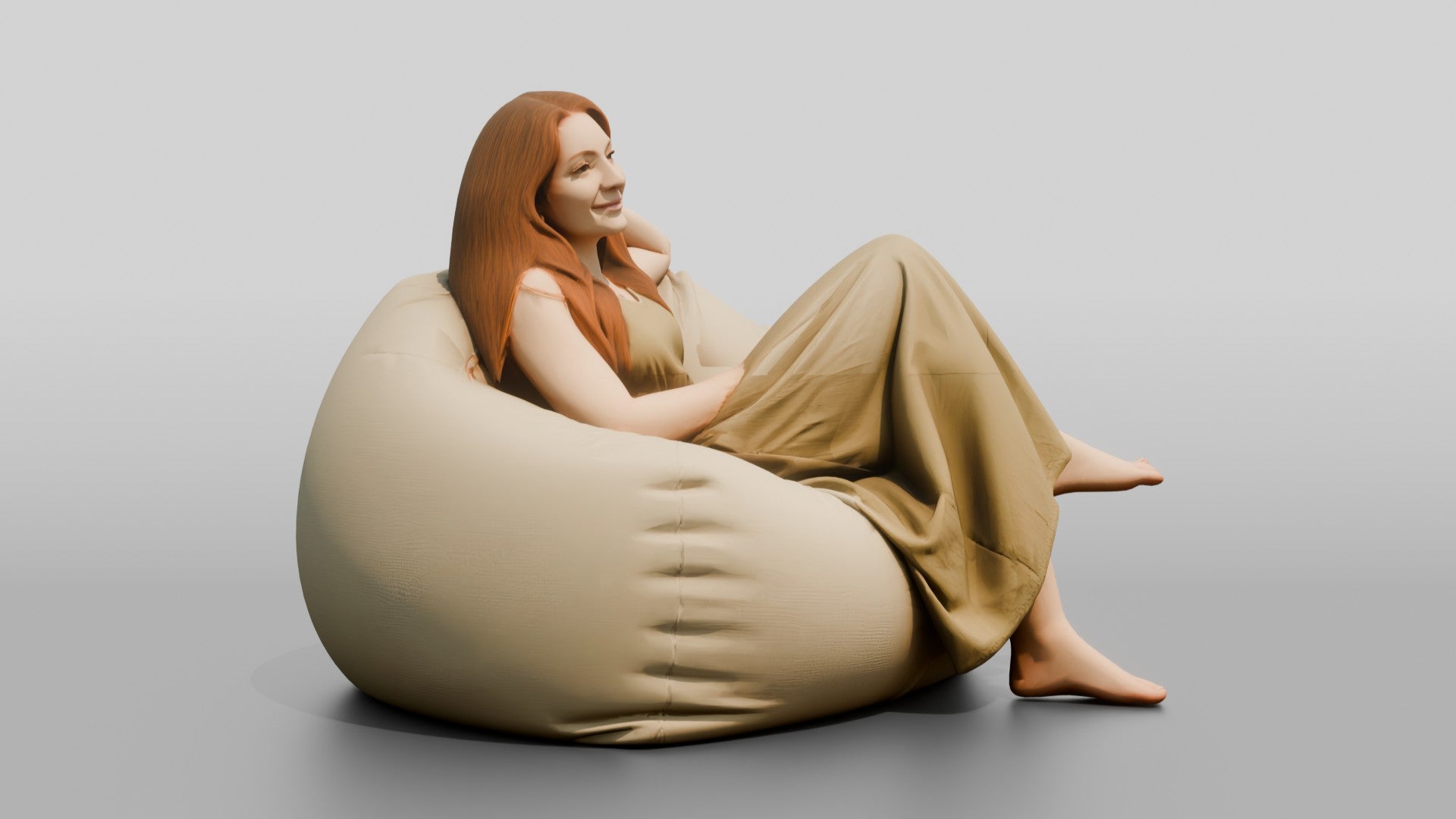 Woman Lounging on a Bean Bag