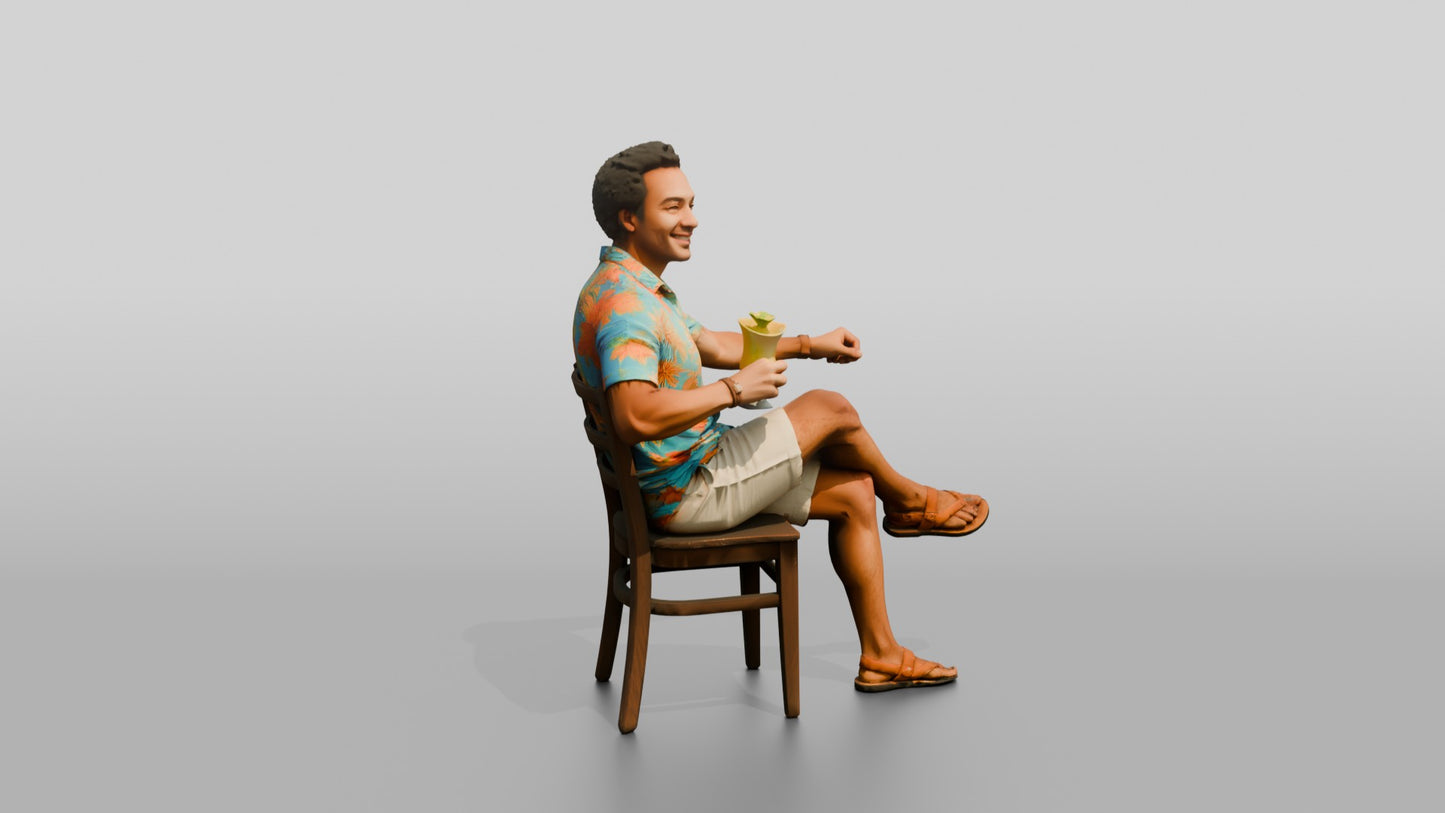 Afro-Latino Man with Tropical Drink