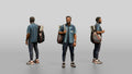 Athletic African Man Carrying a Tennis Racket Bag