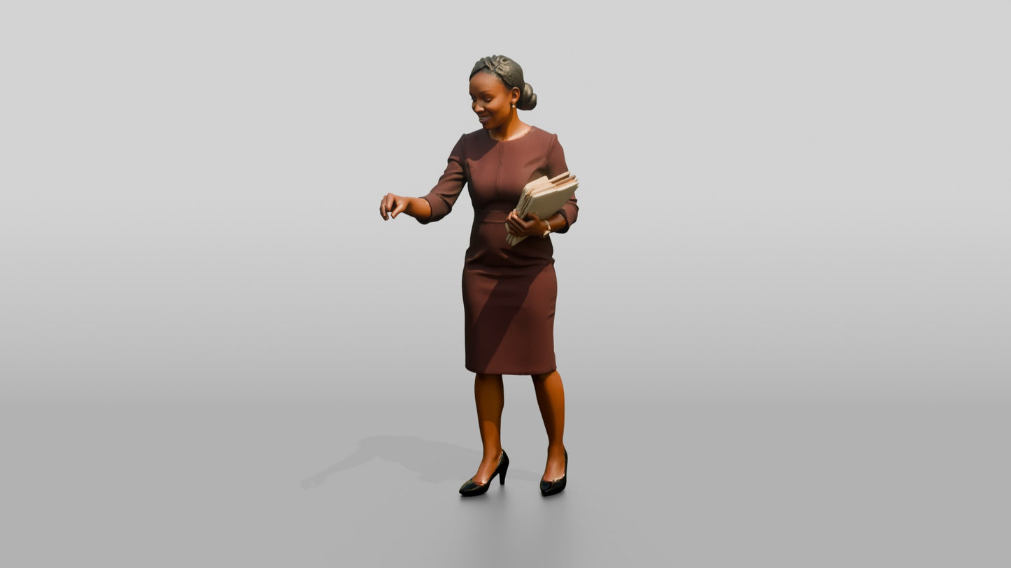 Businesswoman Gesturing with a Folder