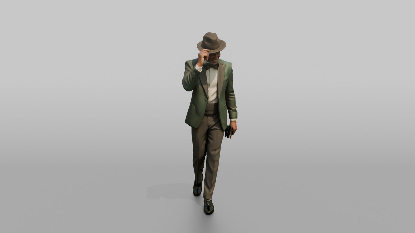 Wedding Guest Tipping His Fedora Hat