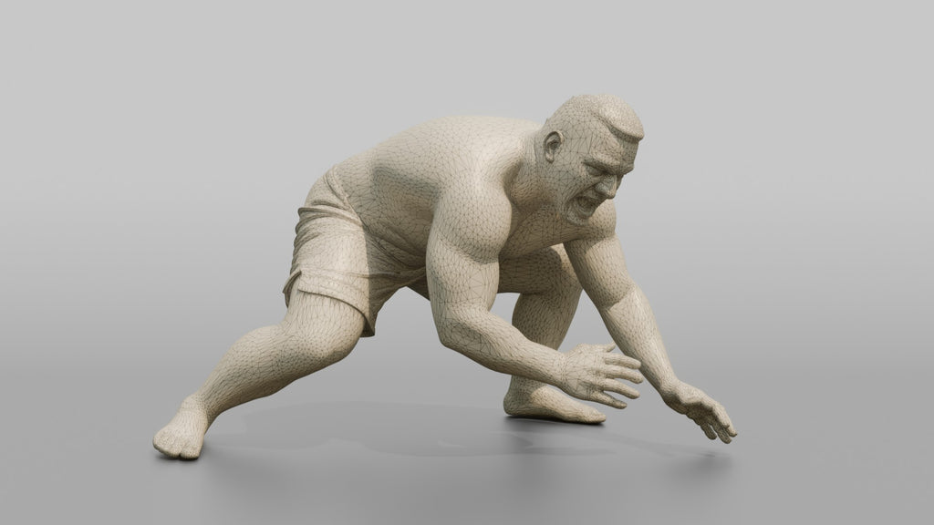 Wrestler Low Sprawling Defensive Posture to Counter a Takedown