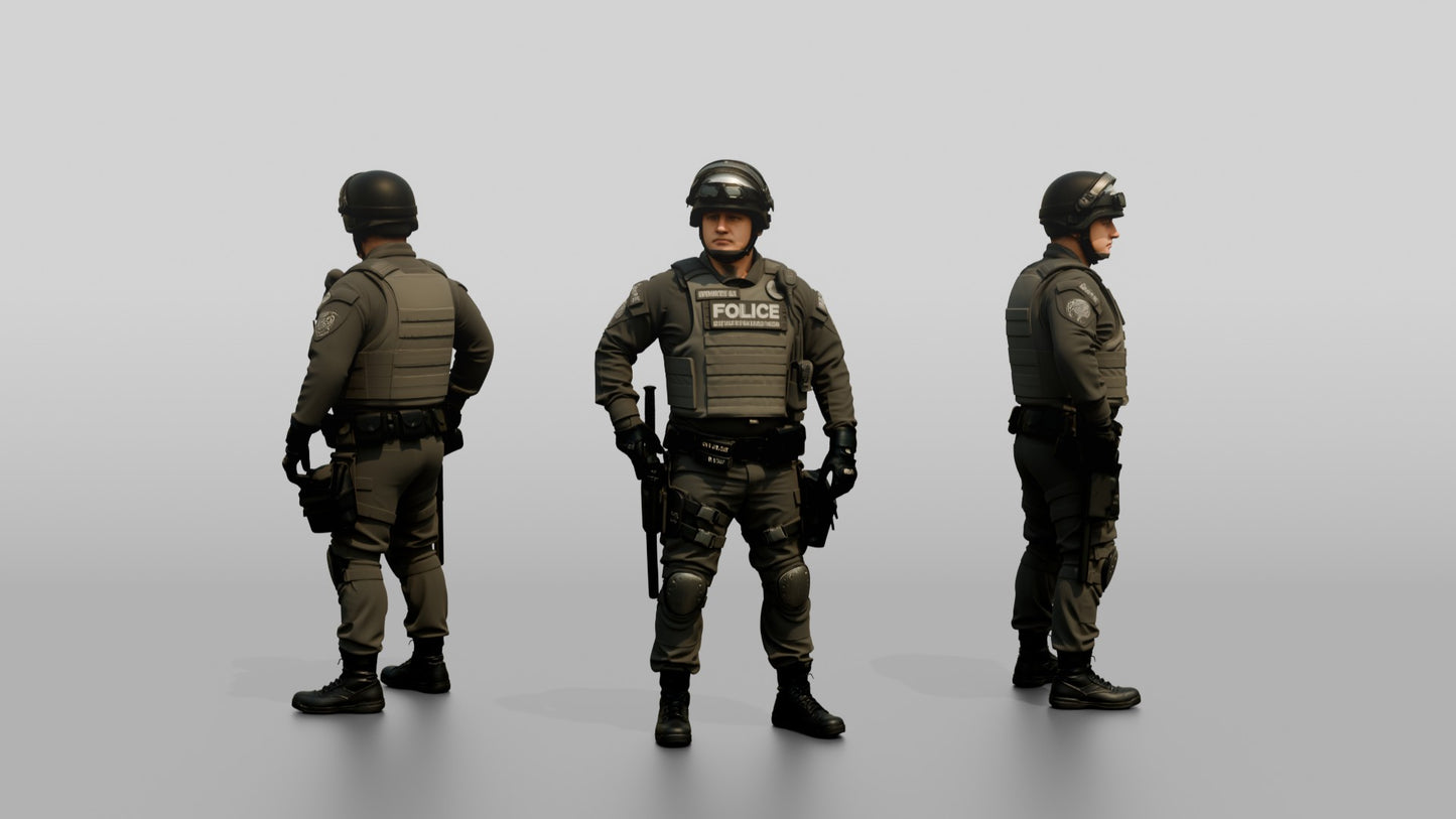 Riot Police Officers Standing in Formation