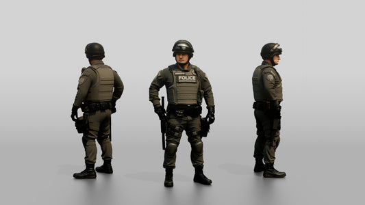 Riot Police Officers Standing in Formation