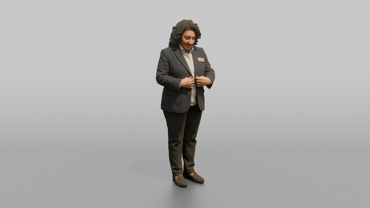 Receptionist Woman Adjusting Their Blazer - 3D character model