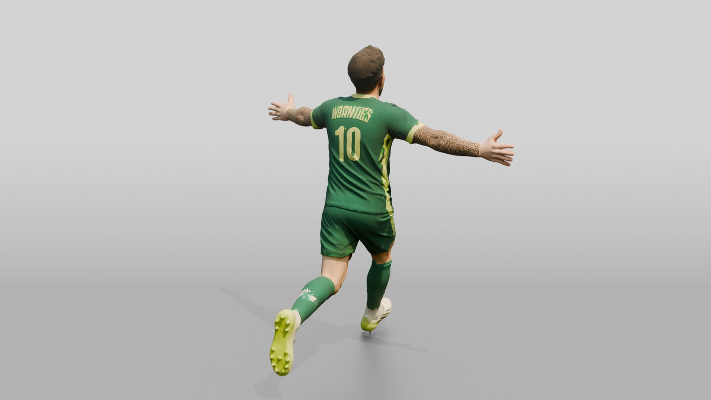 Soccer Player Running with Open Arms