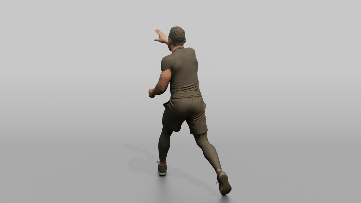 Protester Man Running and Reaching Forward