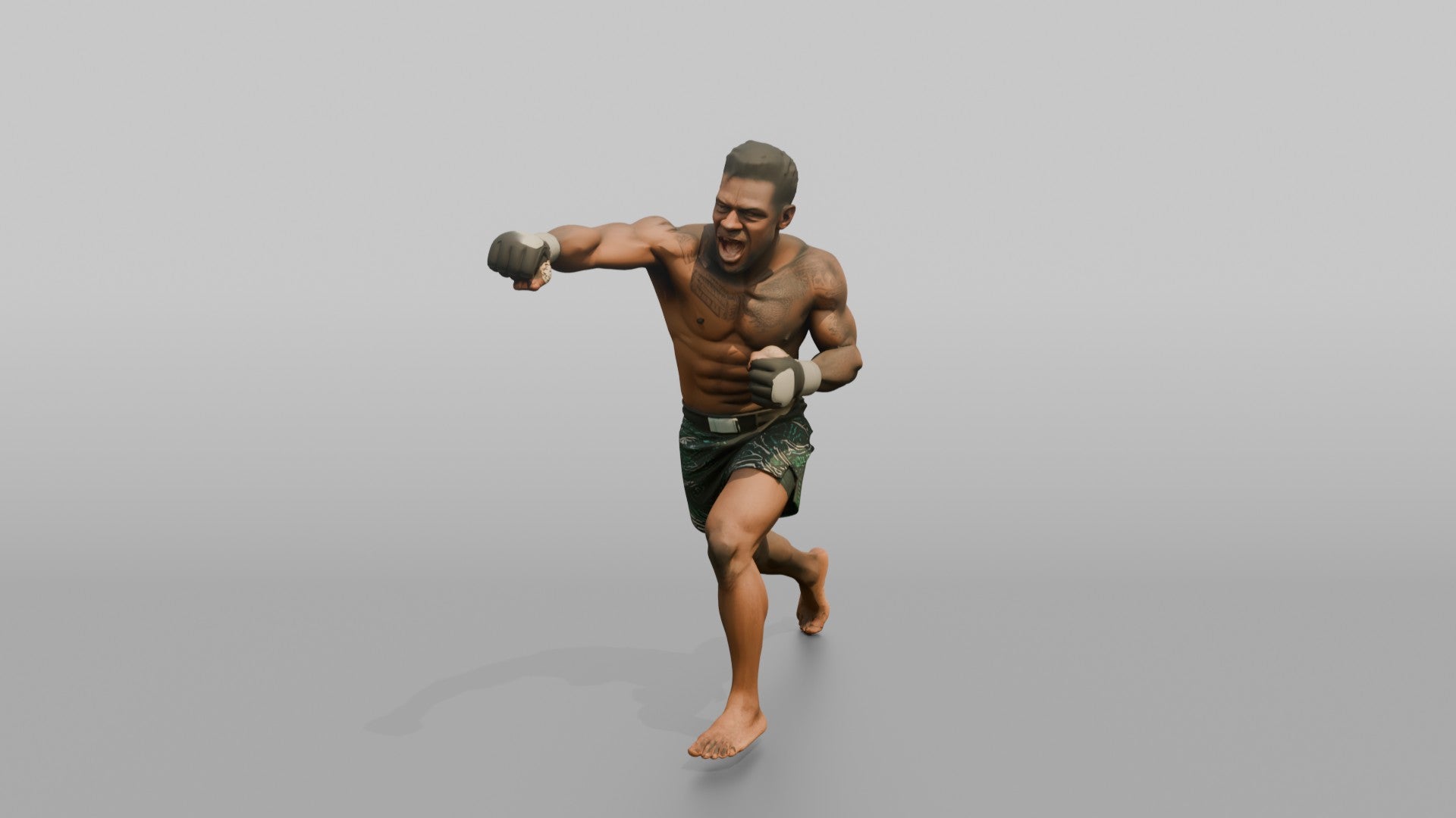 MMA Fighter Aggressive Overhand Right Punch