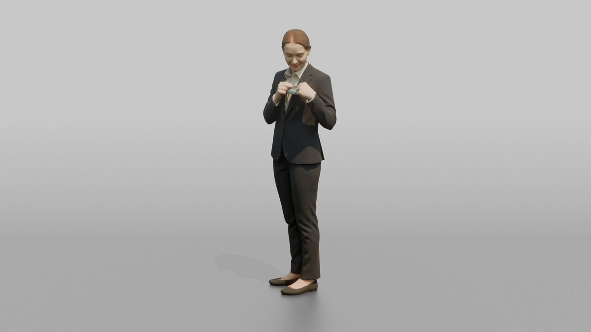 Receptionist Man Adjusting A Name Badge - 3D character model, view 4