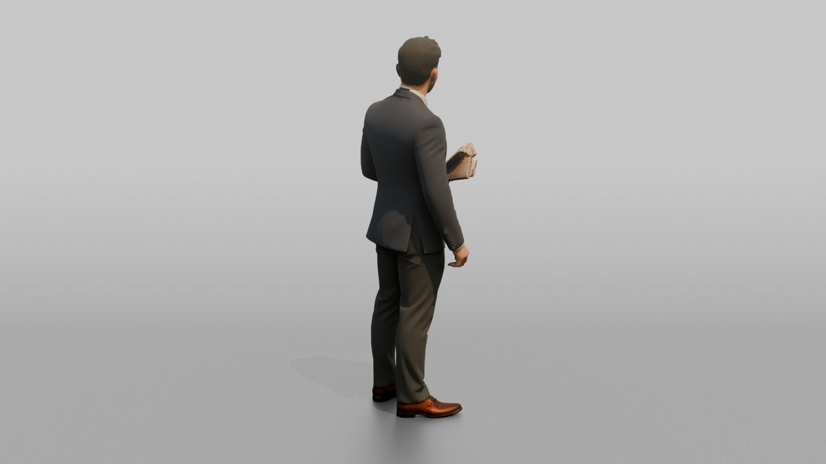 Concierge Man Holding A Pair Of Event Tickets - 3D character model, view 3
