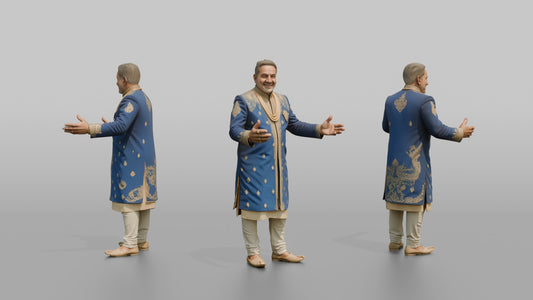 South Asian Wedding Guest Gesturing a Welcome