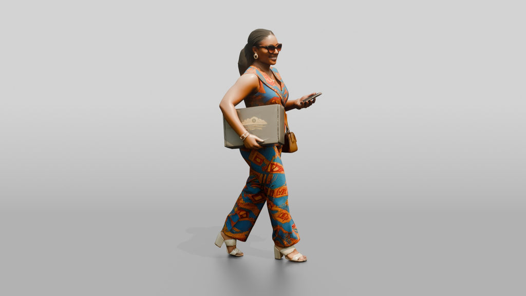 Curvy African Woman in an Ankara Print Jumpsuit