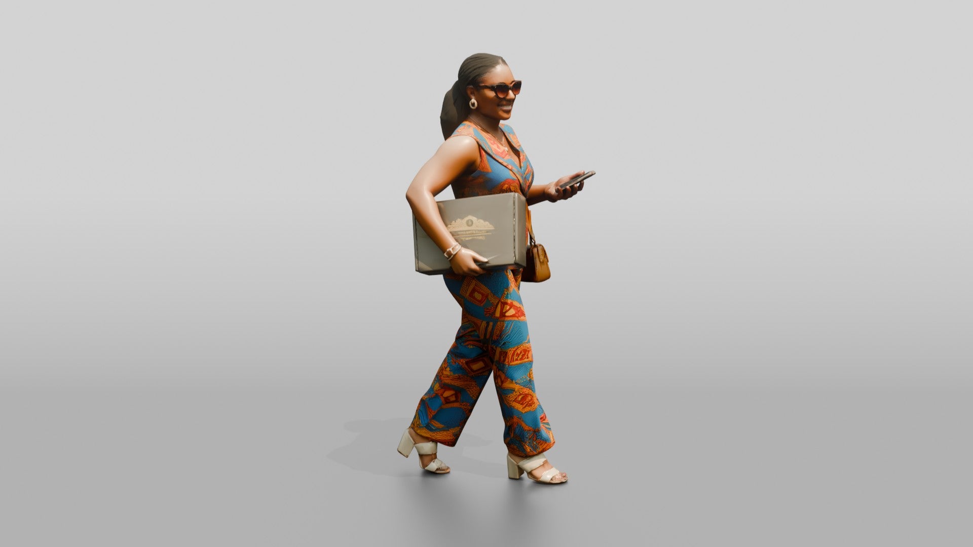 Curvy African Woman in an Ankara Print Jumpsuit