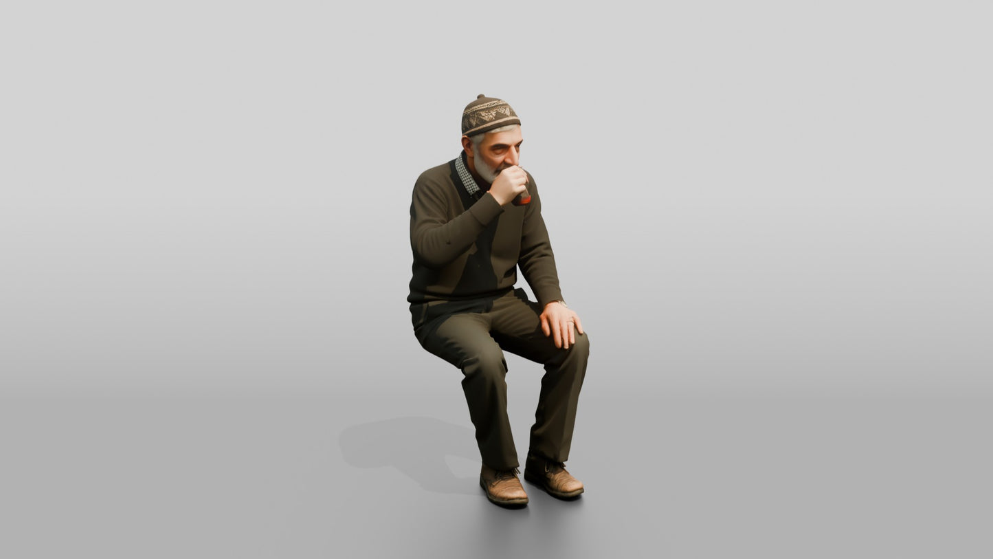 Man Sipping Traditional Tea