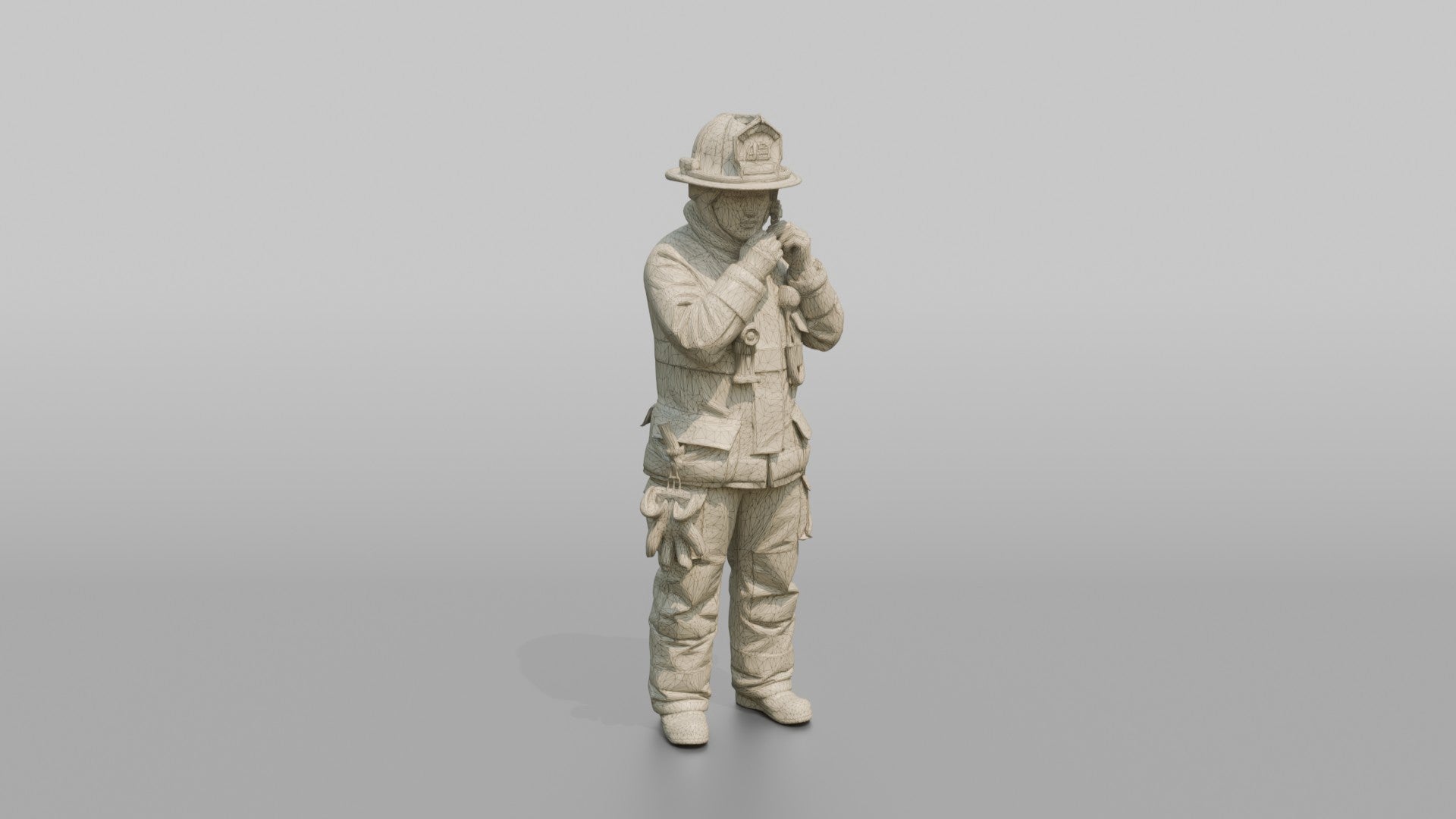 Firefighter Woman Adjusting the Chin Strap on Her Turnout Helmet