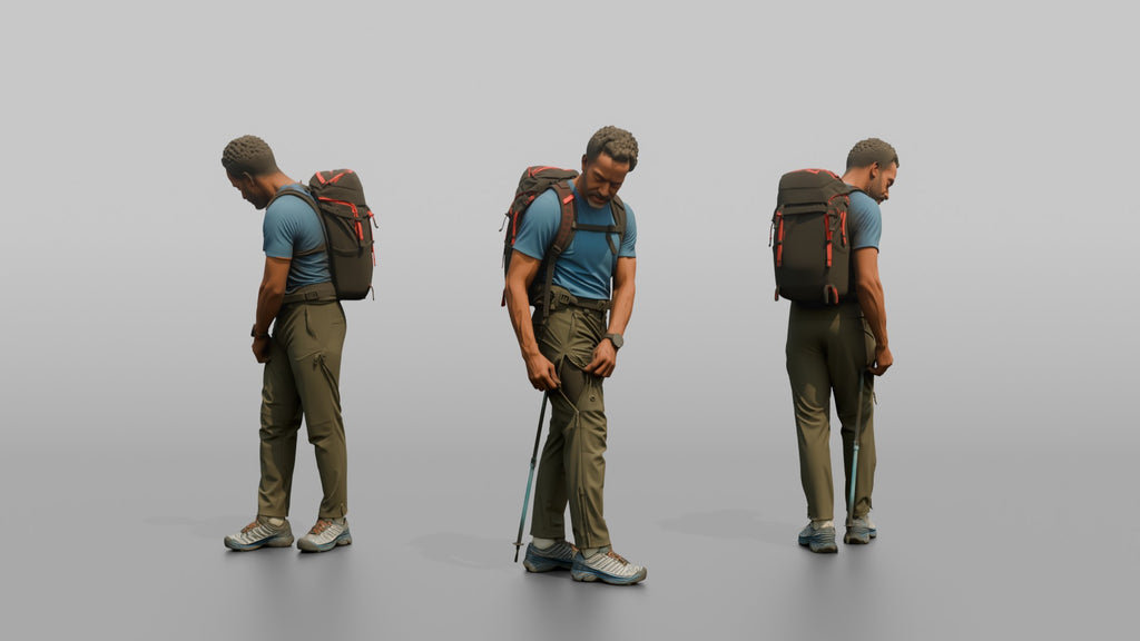Trekker Unzipping His Trousers Vent