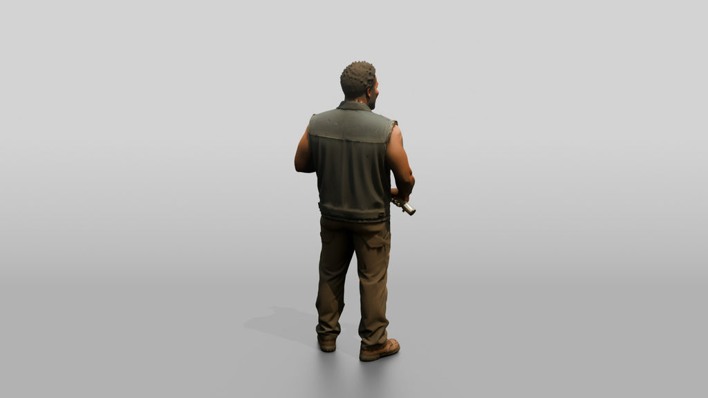 Mechanic Holding a Chrome Muffler