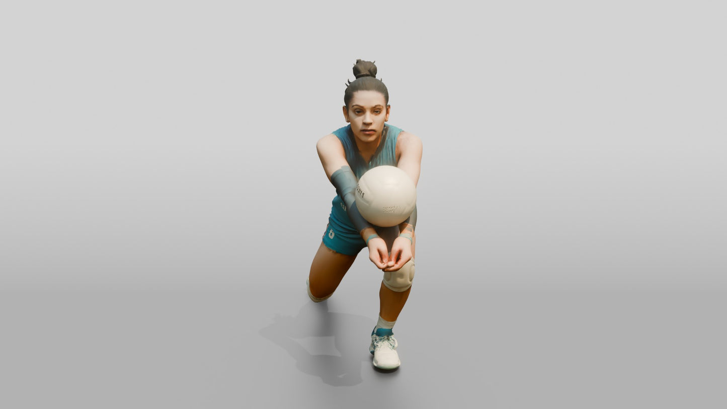 South Asian Female Volleyball Player in Teal Uniform