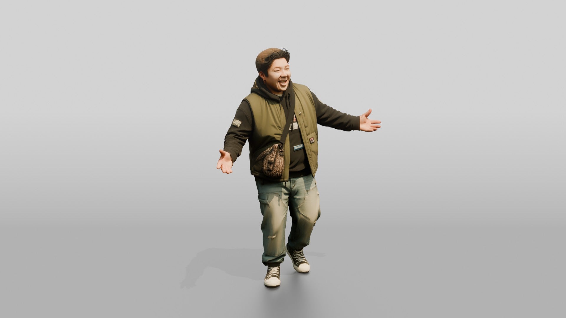 Asian Man in Animated Conversation