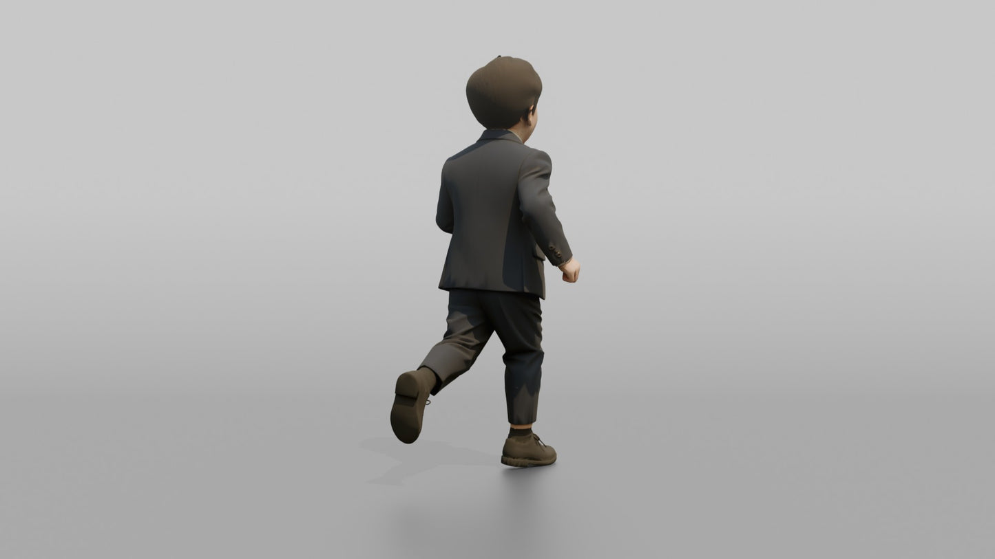 Page Boy Running in a Miniature Navy Tuxedo