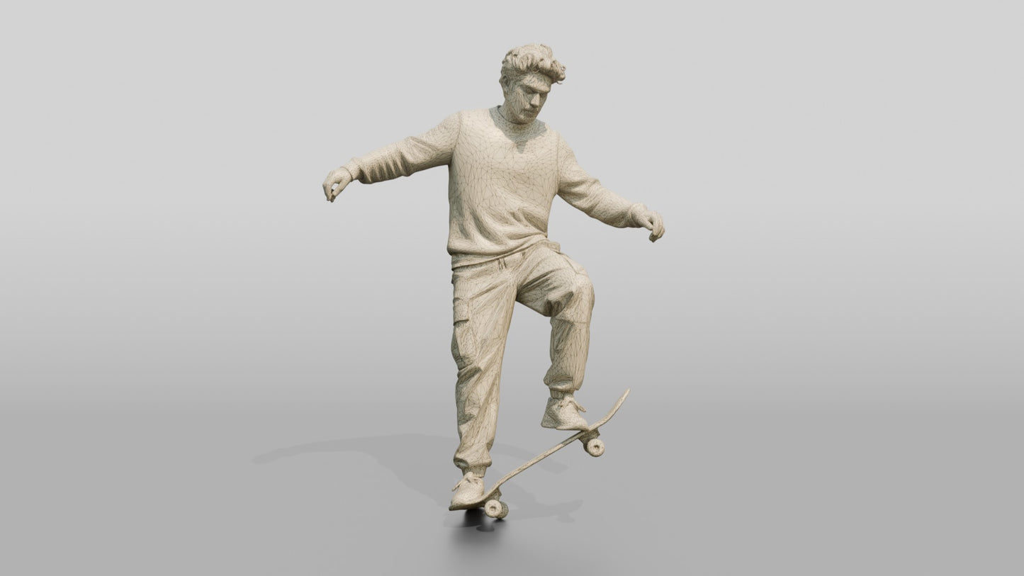 Skateboarder Man Kickflip Pose