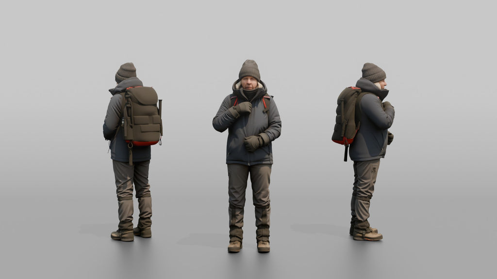 Winter Hiker Zipping Up Her Jacket