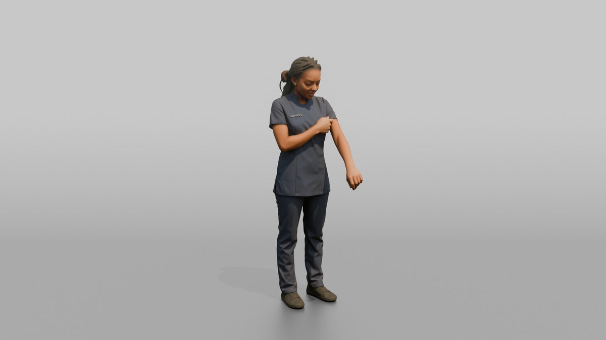 Massage Therapist Woman Adjusting The Sleeve Of A Spa Uniform - 3D character model
