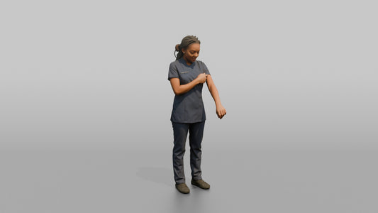 Massage Therapist Woman Adjusting The Sleeve Of A Spa Uniform - 3D character model