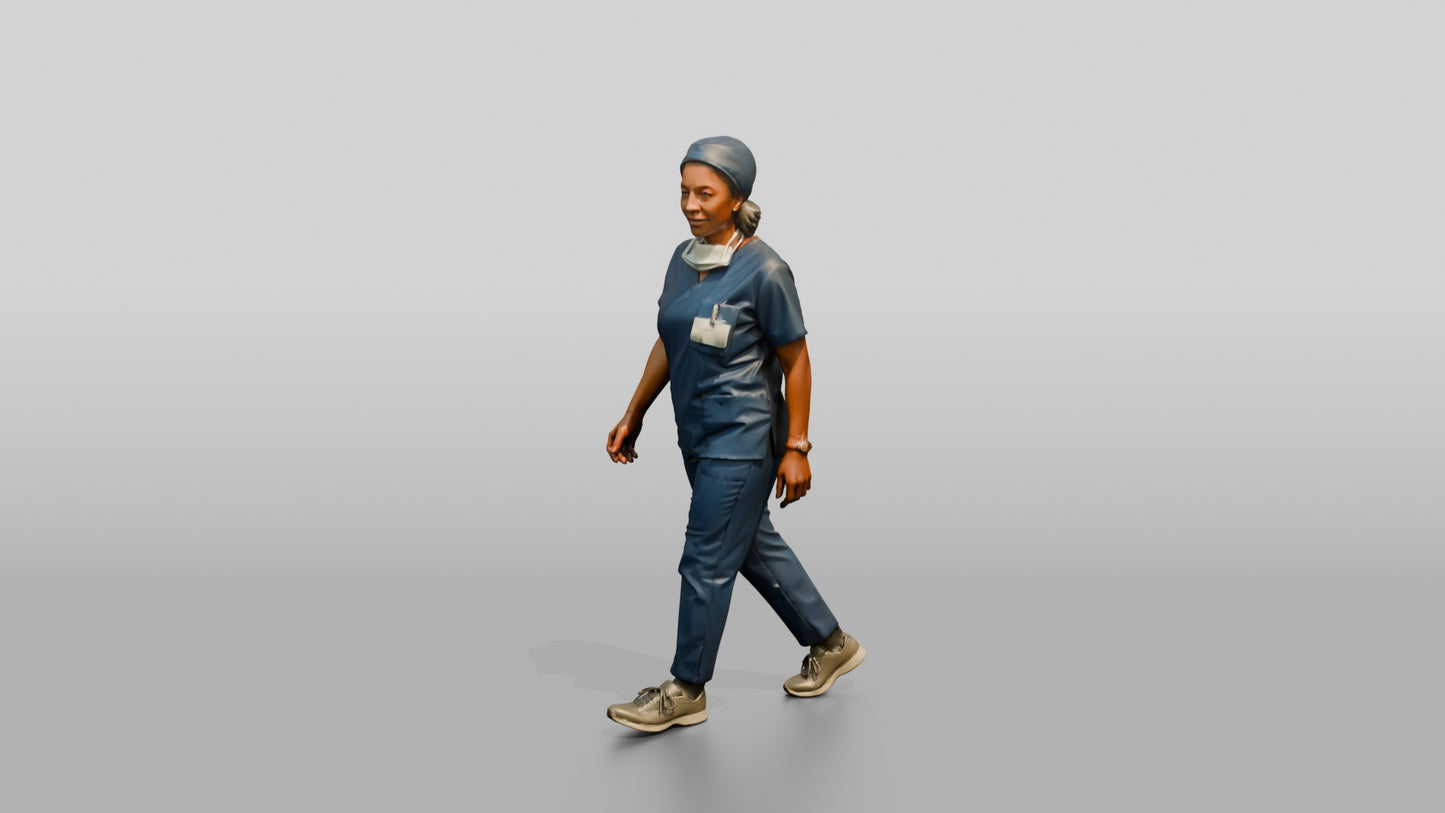 Older Black Woman Doctor Walking