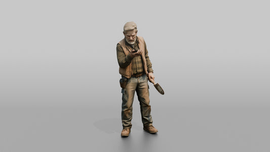 Farmer Inspecting Handful Of Freshly Plowed Rich Black - 3D character model, view 1