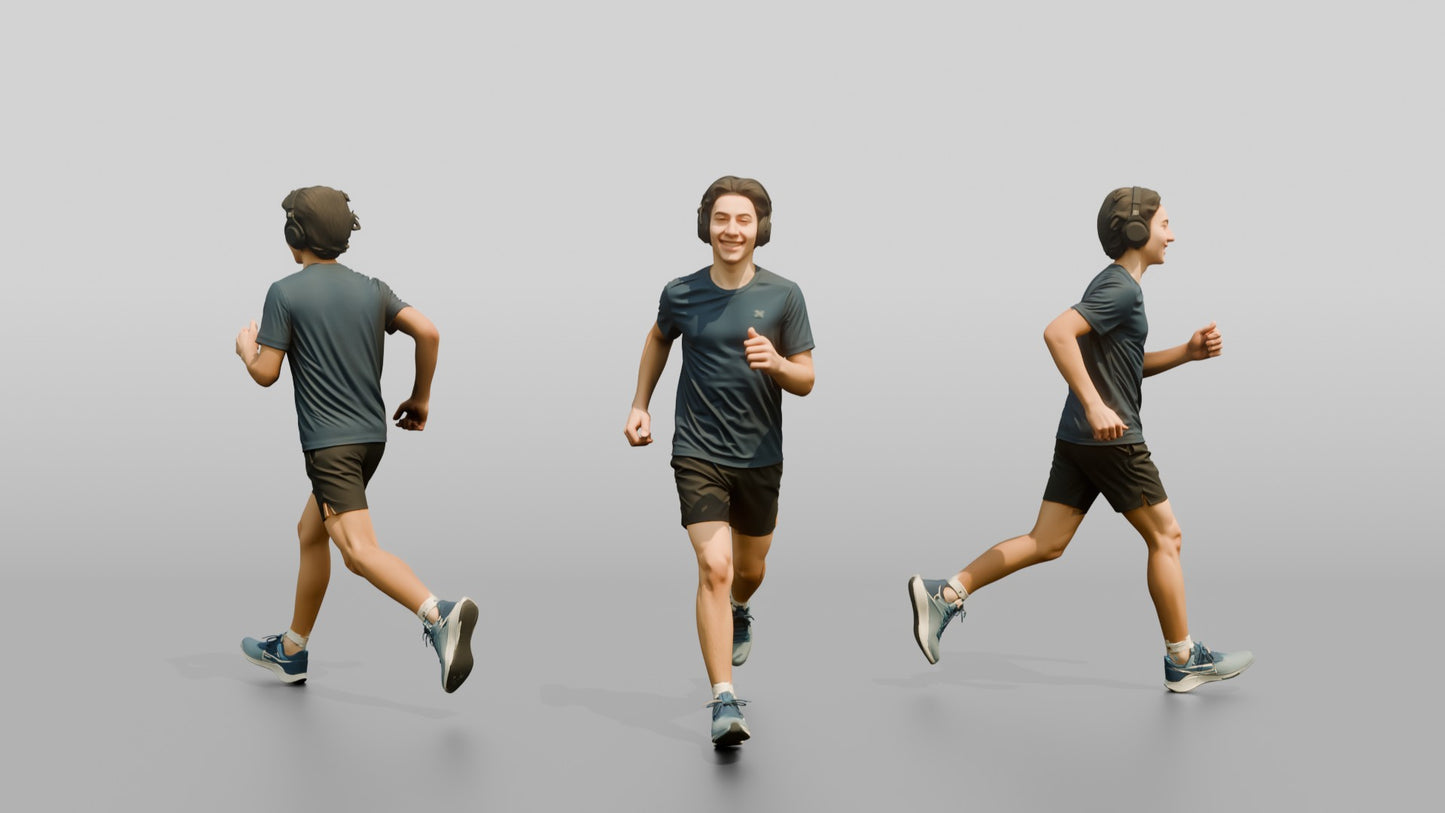 Teenage Boy Jogging with Headphones