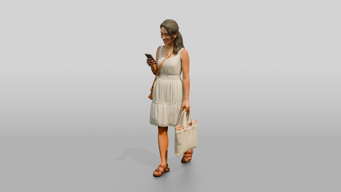 Slender Spanish Woman Looking at Her Phone