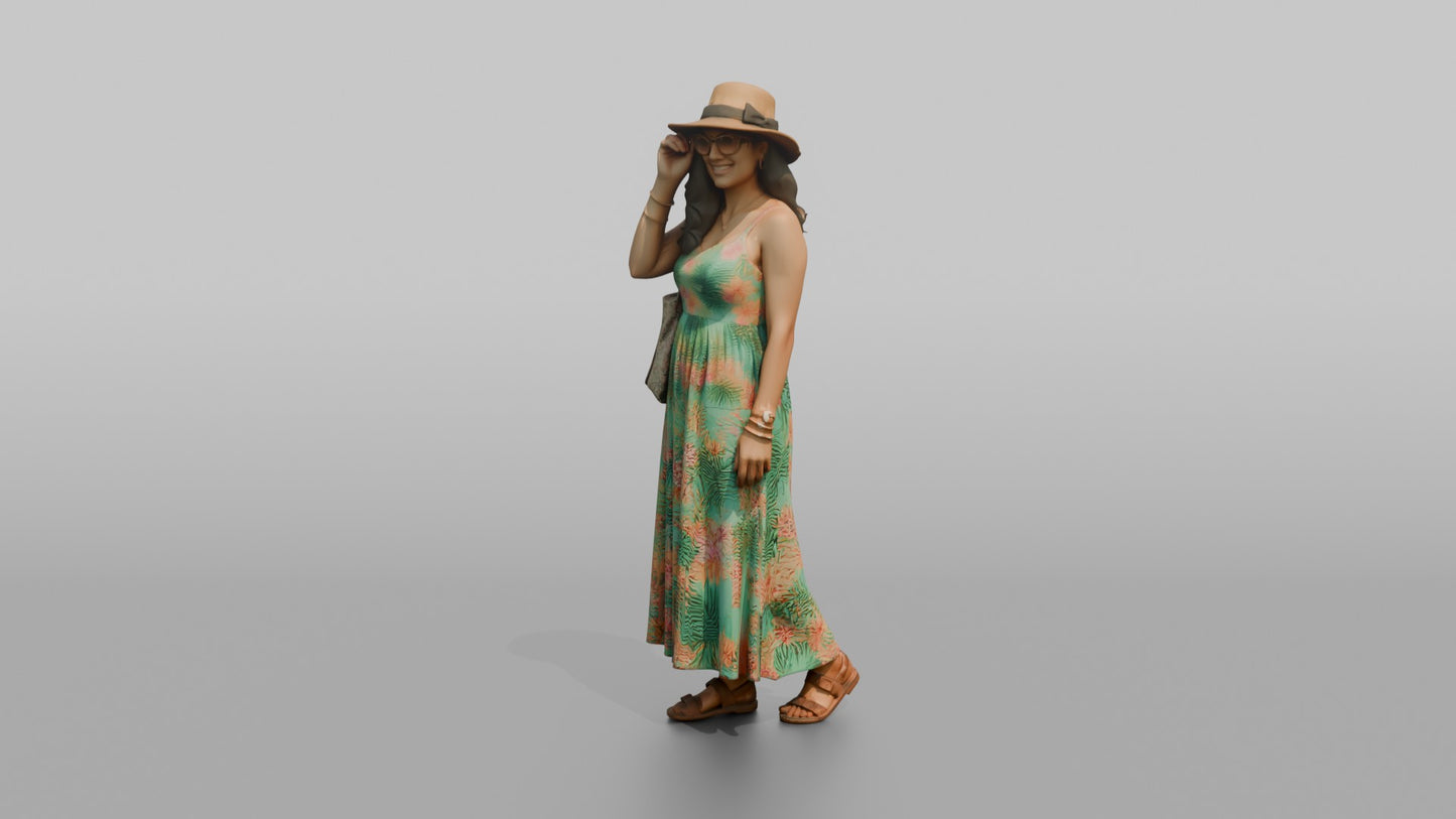 Vacationer Adjusting Sunglasses
