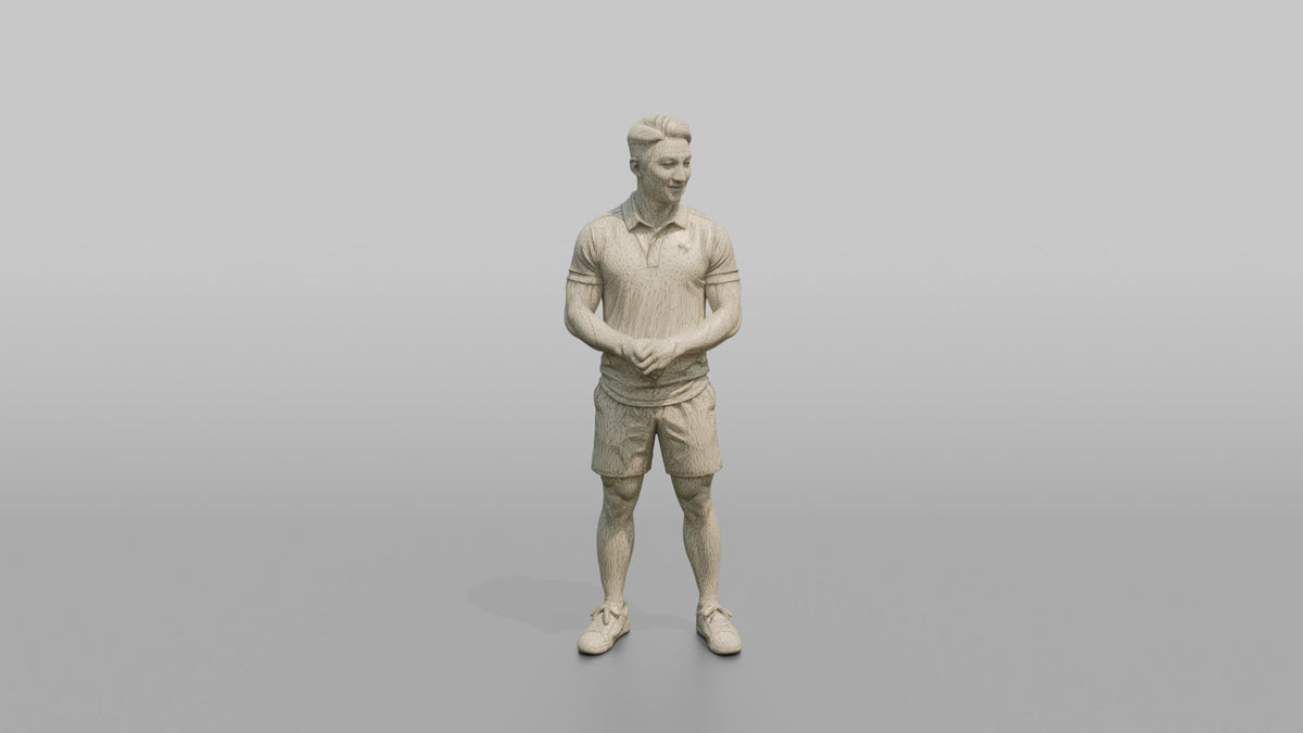 Fitness Influencer Man Standing At A Three-quarter Angle - wireframe topology preview